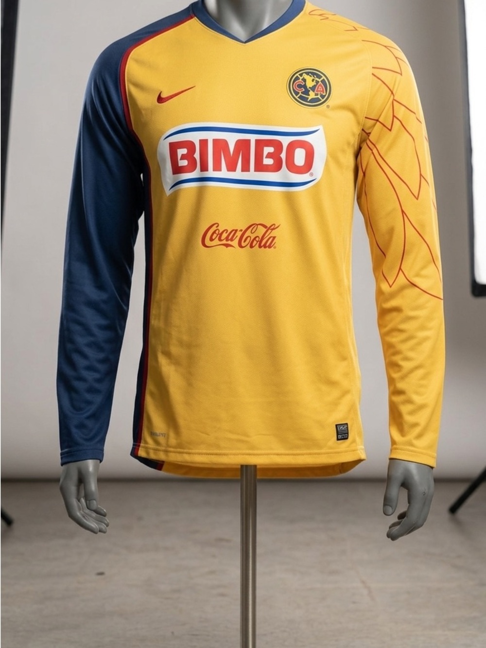Nike Yellow and Navy Club América Long Sleeve Jersey